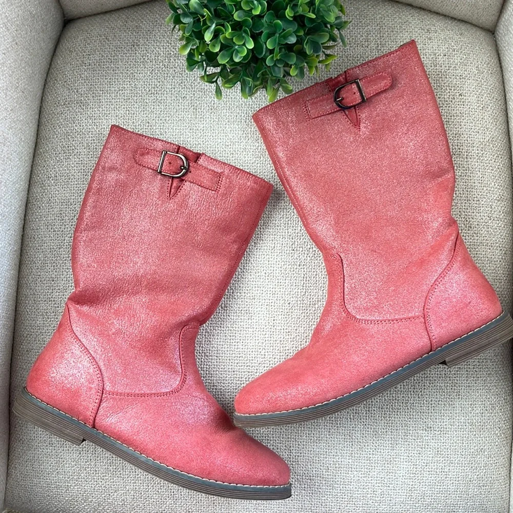 Hanna Andersson Karinne Girl's Glitter Riding Boot Fashion size 4 red/orange